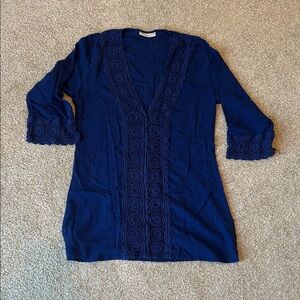 La Blanca Blue coverup with Embroidered Details